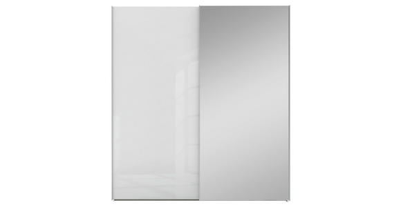 SCHWEBETÜRENSCHRANK 200/223/69 cm 2-türig Weiß - Alufarben/Weiß, KONVENTIONELL, Glas/Holzwerkstoff (200/223/69cm) - Novel