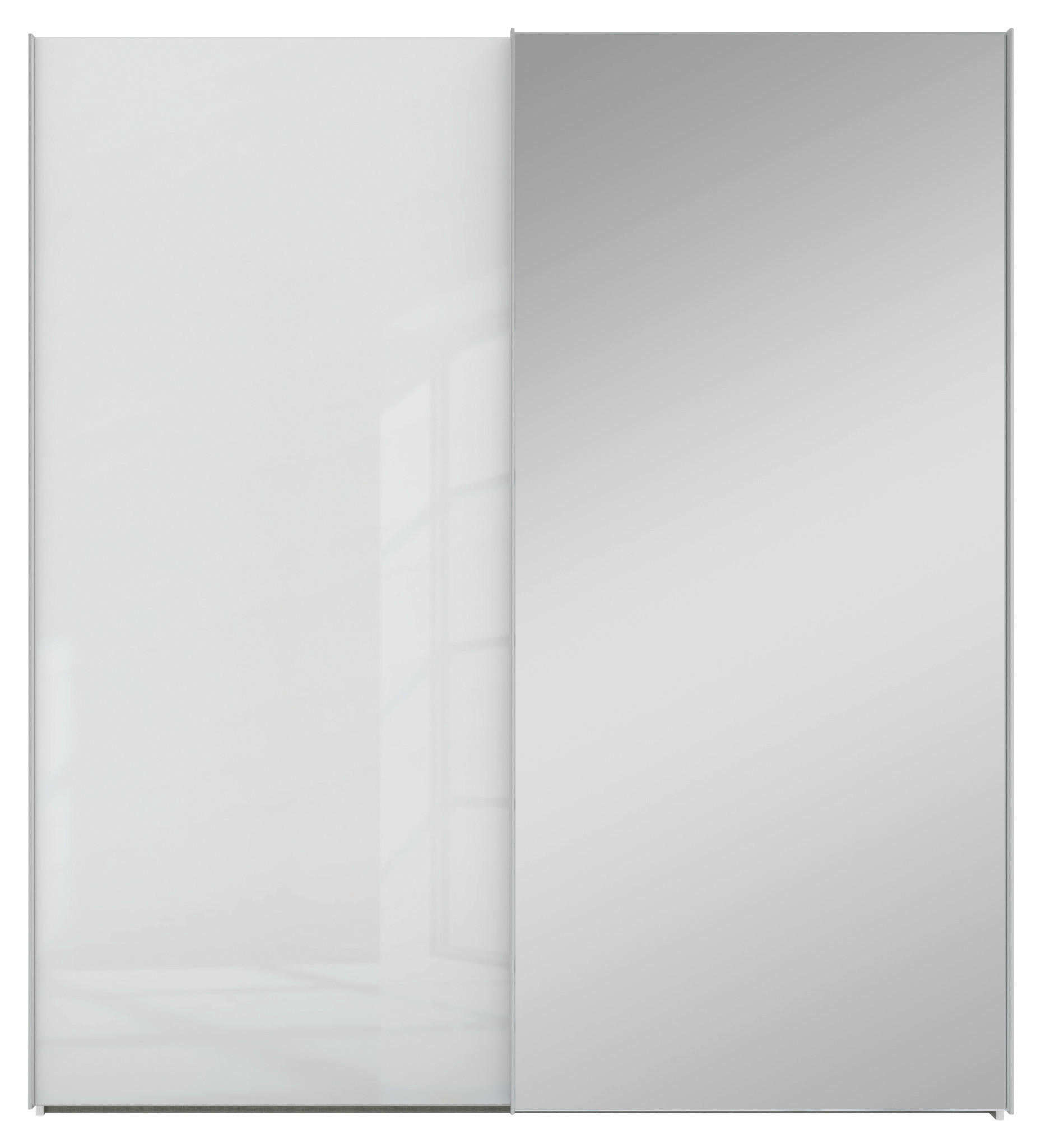 SCHWEBETÜRENSCHRANK 200/223/69 cm 2-türig  - Alufarben/Weiß, KONVENTIONELL, Glas/Holzwerkstoff (200/223/69cm) - Visionight