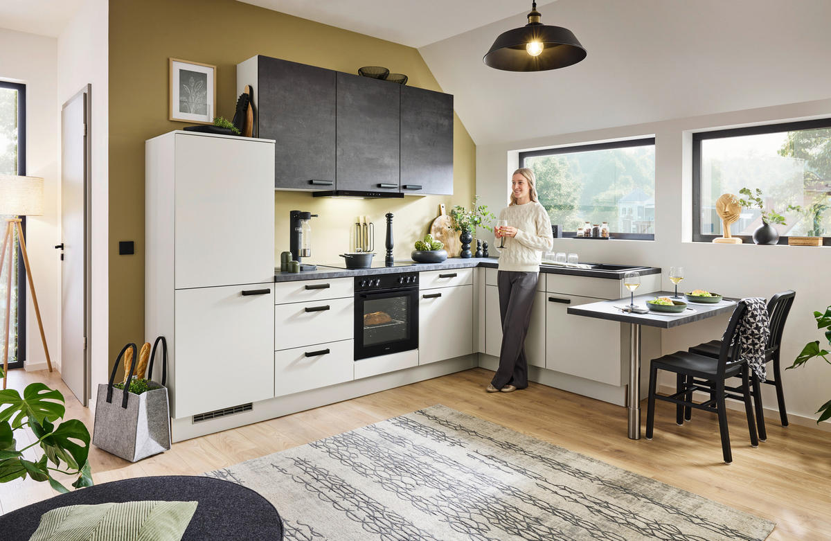 ECKKÜCHE XO 21 305/245 cm  in Hellgrau, Dunkelgrau  - Dunkelgrau/Hellgrau, Design, Holzwerkstoff/Metall (305/245cm) - Xora