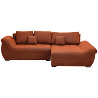 ECKSOFA Rostfarben Flachgewebe  - Rostfarben/Schwarz, Design, Kunststoff/Textil (278/175cm) - Xora
