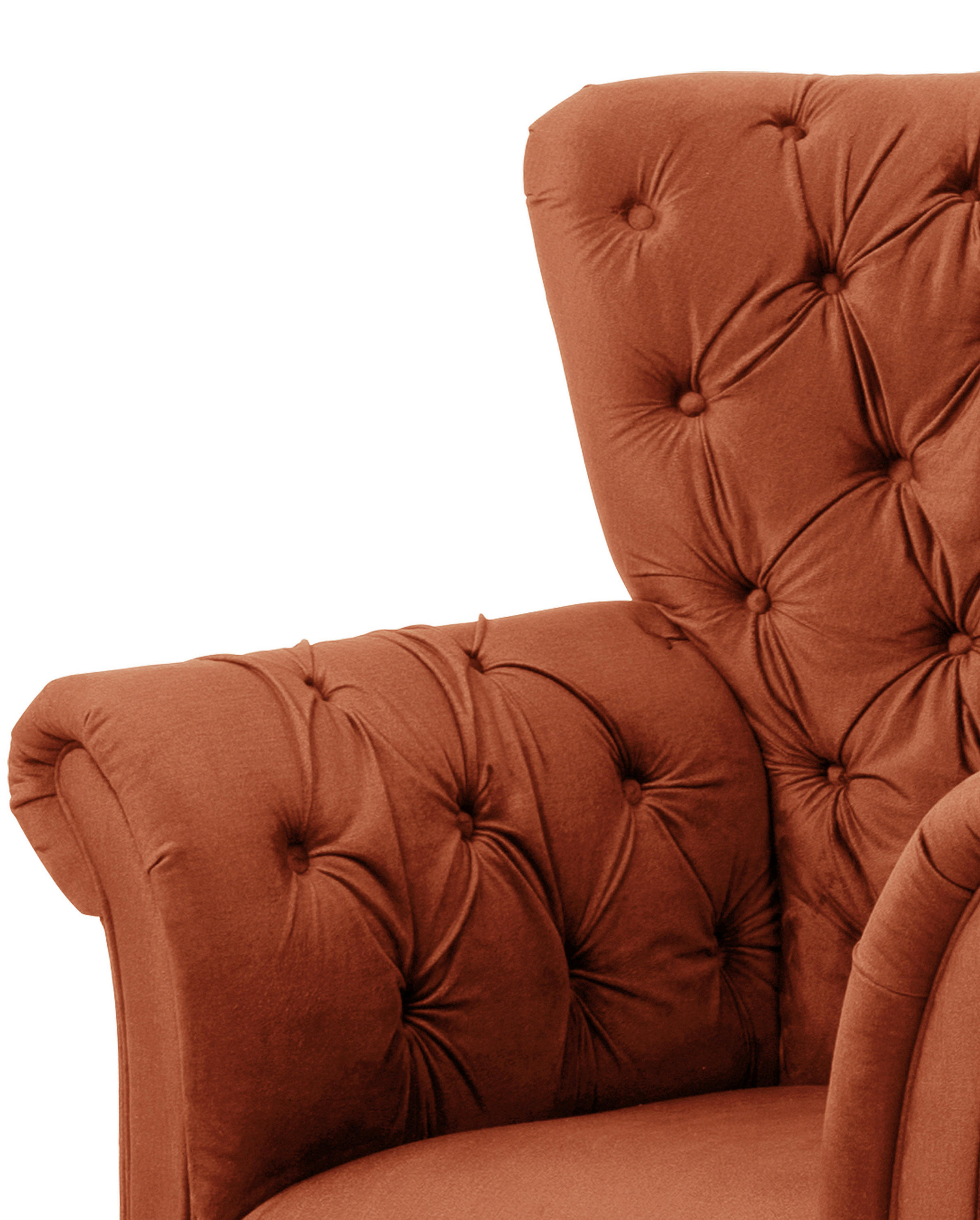 FÜLES FOTEL - fekete/rozsdavörös, Design, textil/fa (96/112/86cm) - MID.YOU