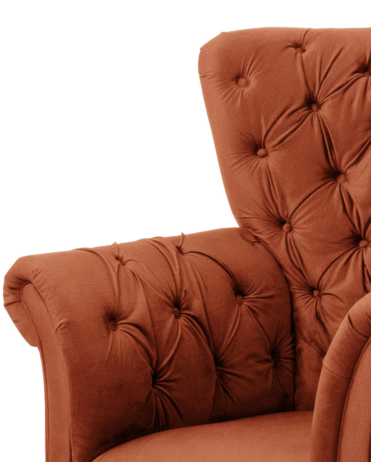 OHRENSESSEL in Velours Rostfarben  - Rostfarben/Schwarz, Design, Holz/Textil (96/112/86cm) - MID.YOU