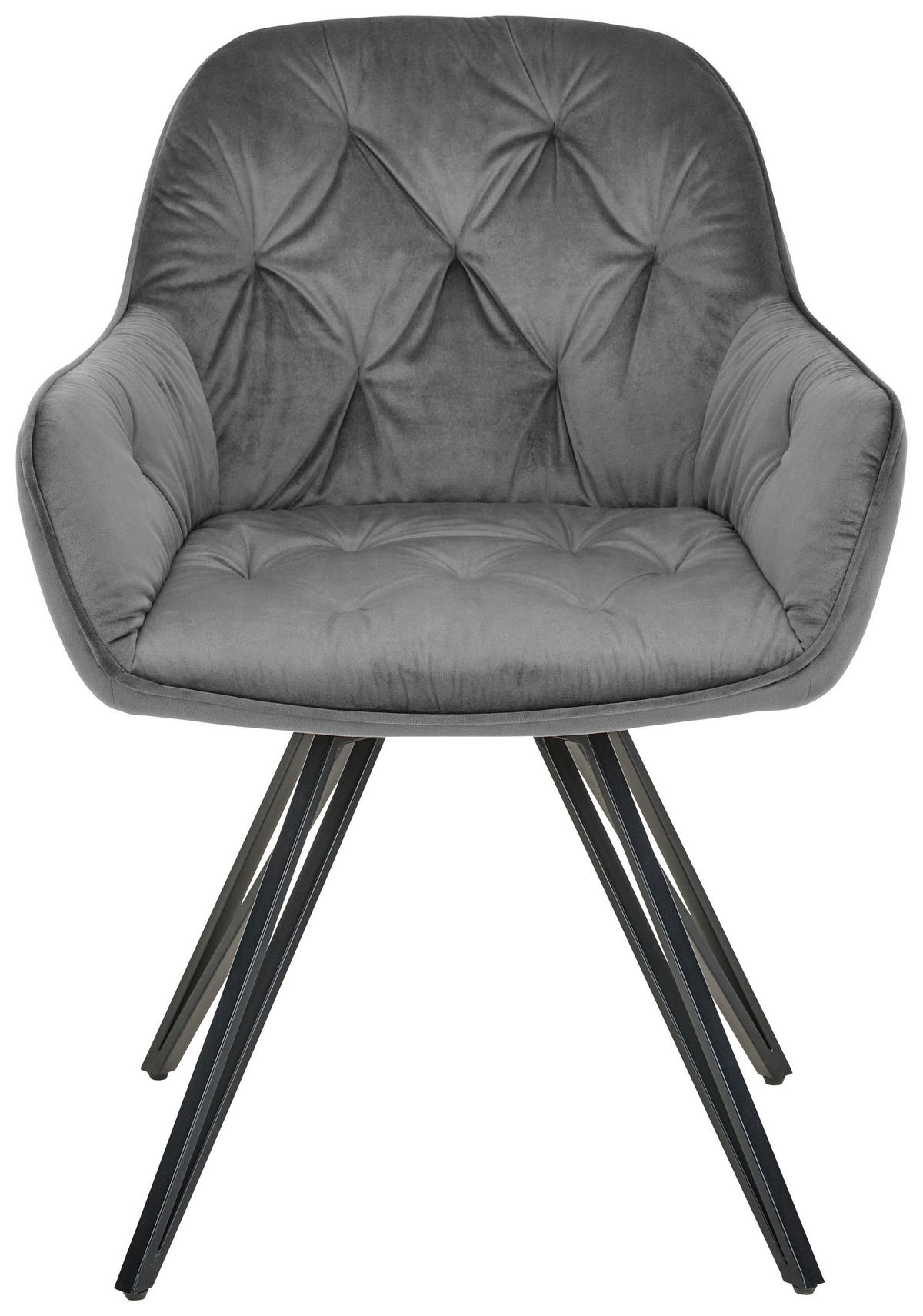 ARMLEHNSTUHL  in Eisen Samt  - Dunkelgrau/Schwarz, LIFESTYLE, Holz/Textil (61/82/62cm) - Livetastic