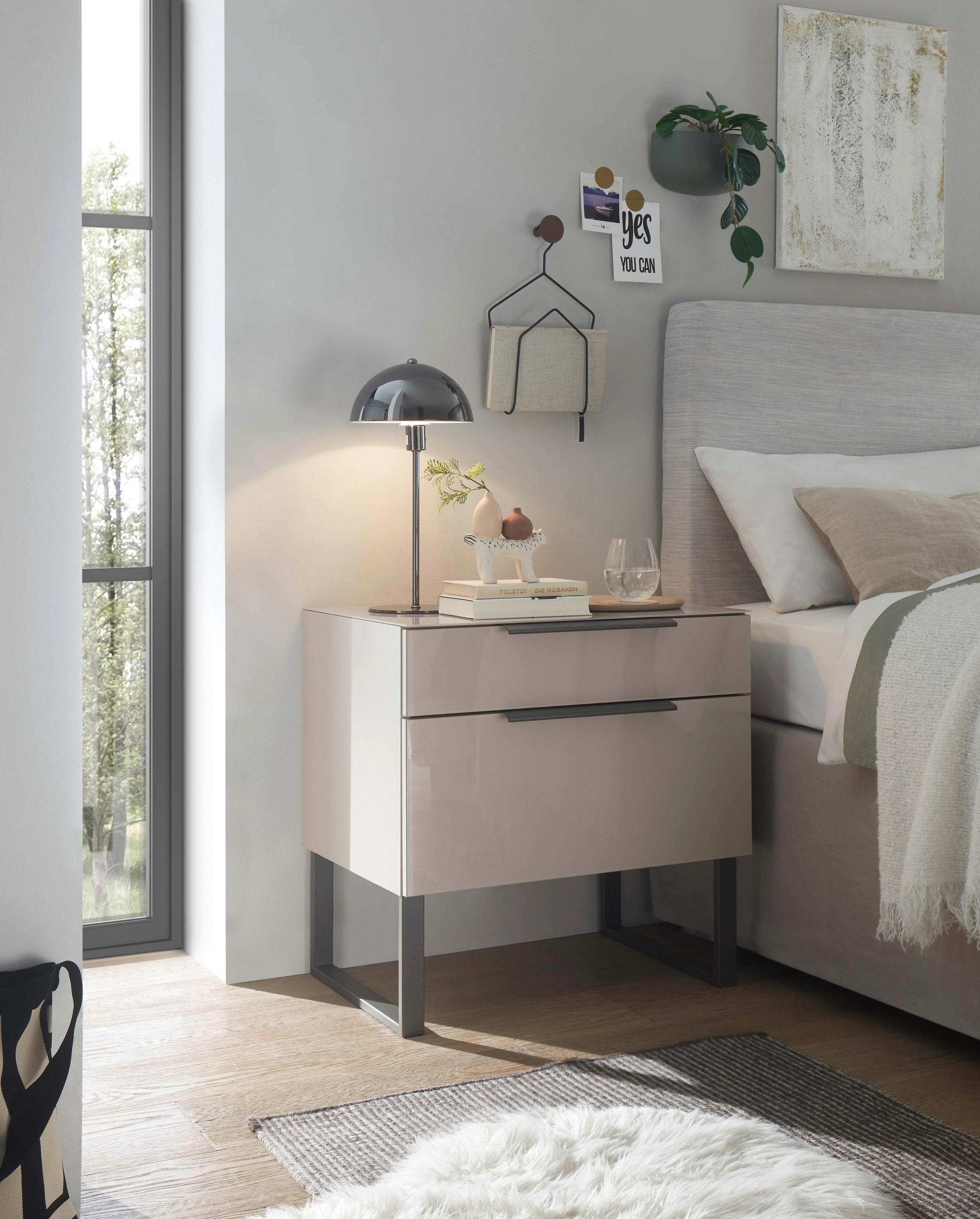 NACHTSCHRANK 60/59,4/43 cm  - Schieferfarben/Grau, Basics, Holzwerkstoff/Metall (60/59,4/43cm) - Dieter Knoll