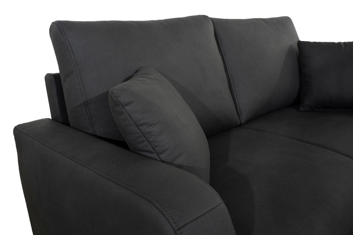 2-SITZER-SOFA Lederlook Grau  - Schwarz/Grau, KONVENTIONELL, Holz/Textil (164/96/86cm) - Carryhome