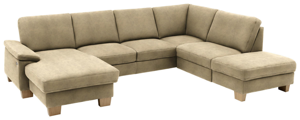 WOHNLANDSCHAFT in Velours Cappuccino  - Eichefarben/Cappuccino, Konventionell, Holz/Textil (167/316/235cm) - Beldomo System