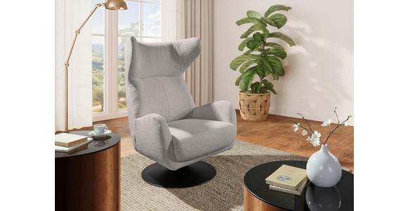 OHRENSESSEL Flachgewebe Grau  - Schwarz/Grau, MODERN, Textil/Metall (80/110/80cm) - Landscape