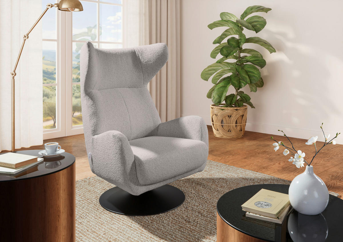 OHRENSESSEL Flachgewebe Grau  - Schwarz/Grau, MODERN, Textil/Metall (80/110/80cm) - Landscape
