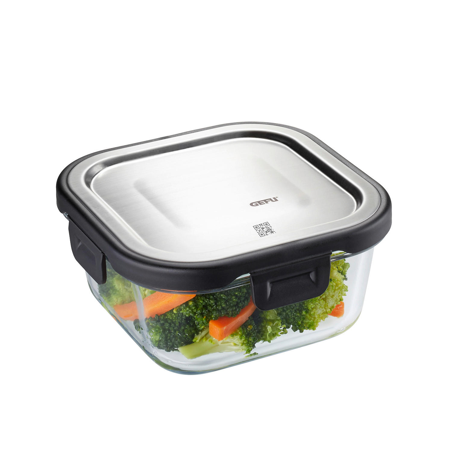FRISCHHALTEDOSE MILO 0,5 L  - Edelstahlfarben/Transparent, Design, Glas/Kunststoff (13,5/13,5/6,5cm) - Gefu
