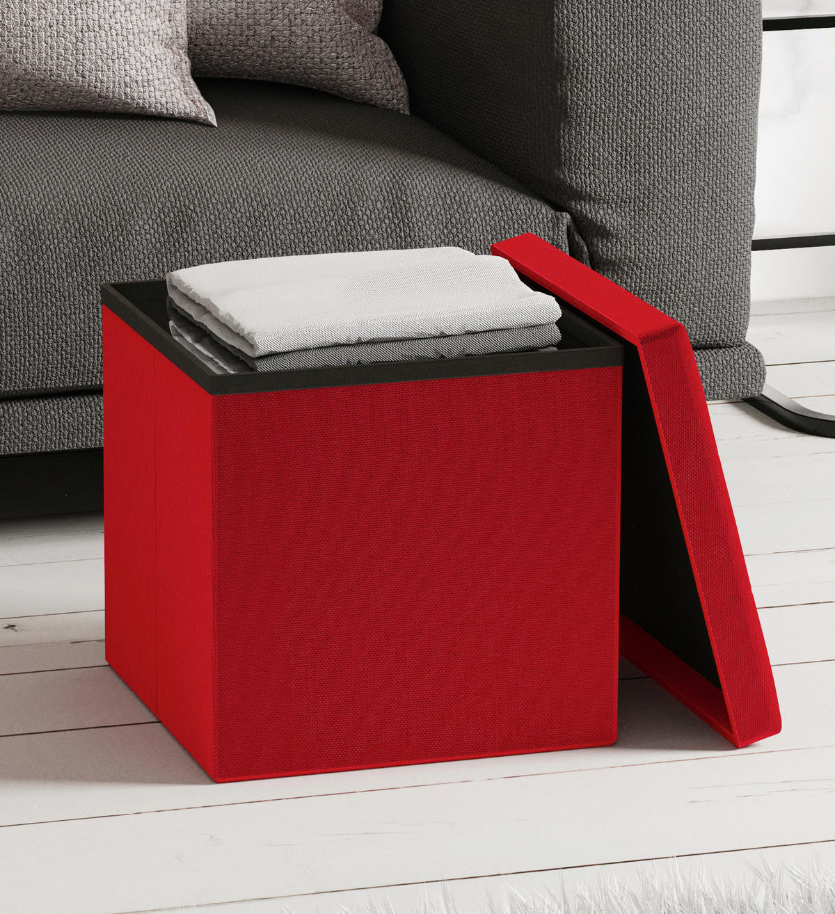 SITZBOX in Kunststoff, Holzwerkstoff Rot  - Rot, Basics, Holzwerkstoff/Kunststoff (38/38/38cm) - MID.YOU