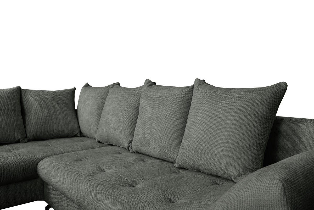 ECKSOFA Anthrazit Struktur  - Anthrazit/Schwarz, KONVENTIONELL, Textil/Metall (194/274cm) - Carryhome