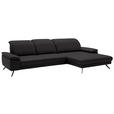 ECKSOFA in Echtleder Dunkelbraun  - Dunkelbraun/Schwarz, Design, Leder/Metall (332/193cm) - Dieter Knoll