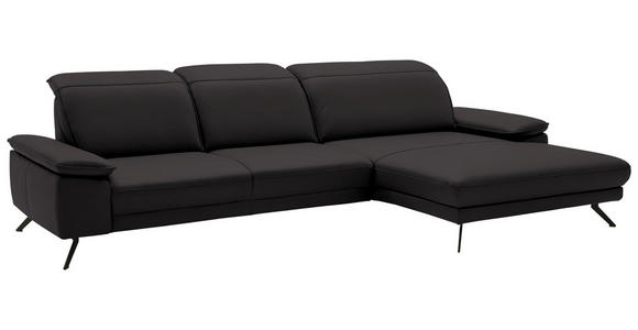 ECKSOFA in Echtleder Dunkelbraun 332/193 cm - Dunkelbraun/Schwarz, Design, Leder/Metall (332/193cm) - Dieter Knoll