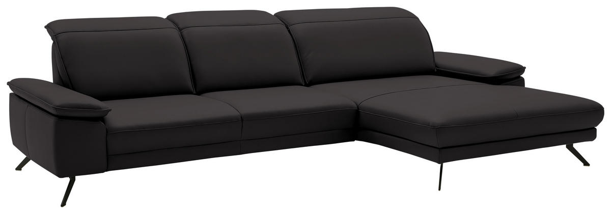 ECKSOFA in Echtleder Dunkelbraun  - Dunkelbraun/Schwarz, Design, Leder/Metall (332/193cm) - Dieter Knoll