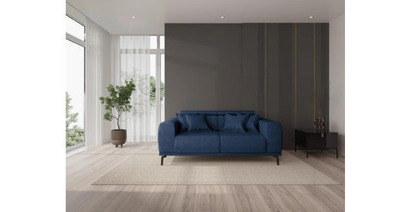 2-SITZER-SOFA Webstoff Dunkelblau  - Schwarz/Dunkelblau, KONVENTIONELL, Textil/Metall (200/80/110cm) - Carryhome