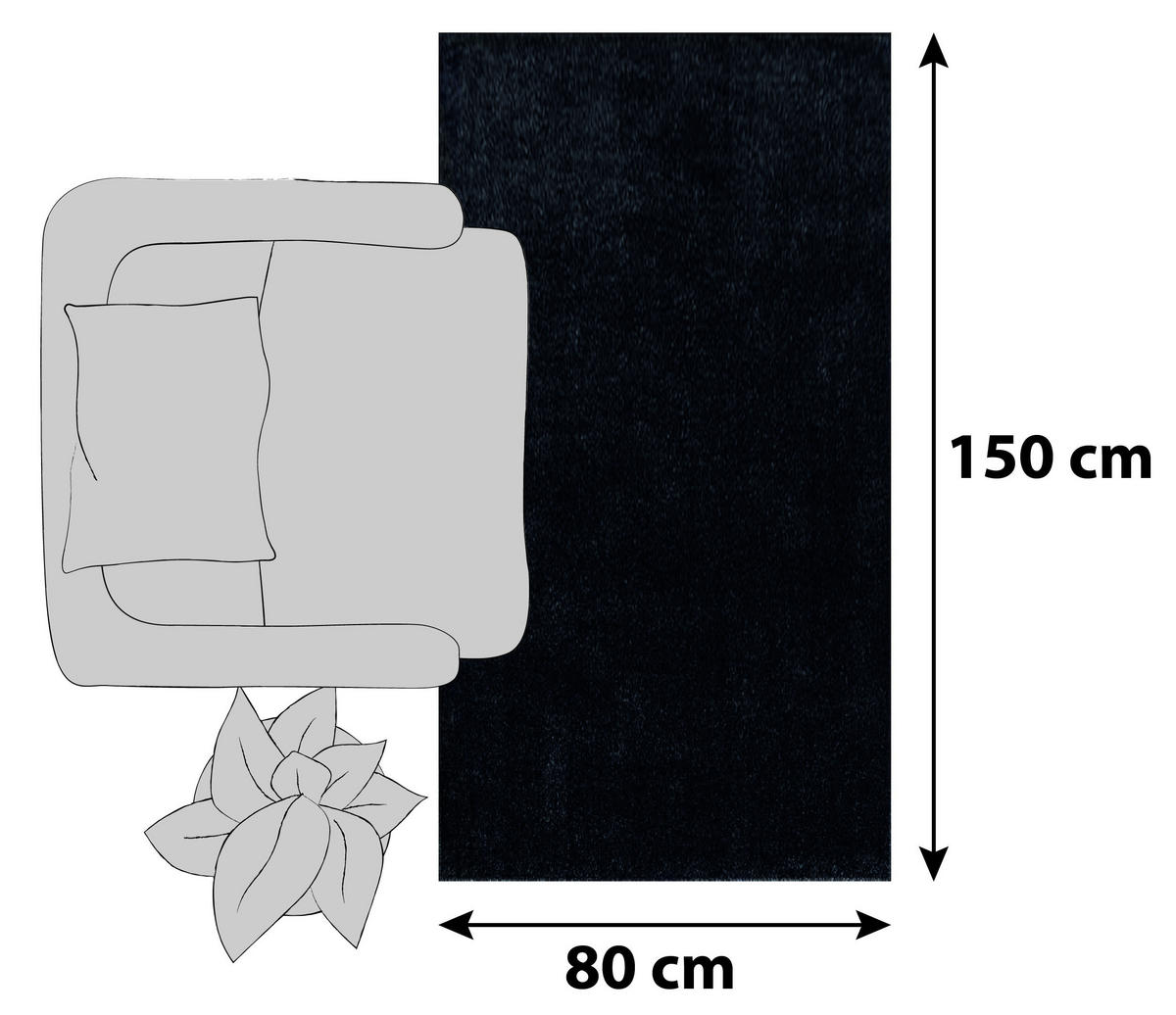 HOCHFLORTEPPICH 80/150 cm ATA 7000 Anthrazit  - Anthrazit, Design, Textil (80/150cm) - Novel