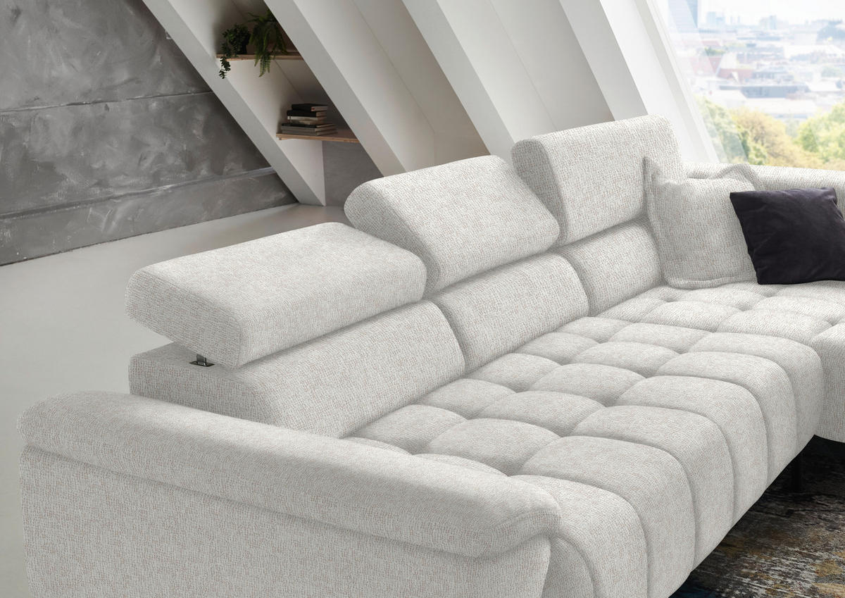 ECKSOFA in Chenille Beige  323/222 cm  - Beige/Schwarz, Design, Textil/Metall (323/222cm) - Beldomo Style