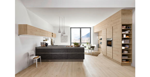 EINBAUKÜCHE   - Eichefarben/Grau, Design, Holzwerkstoff - Dieter Knoll