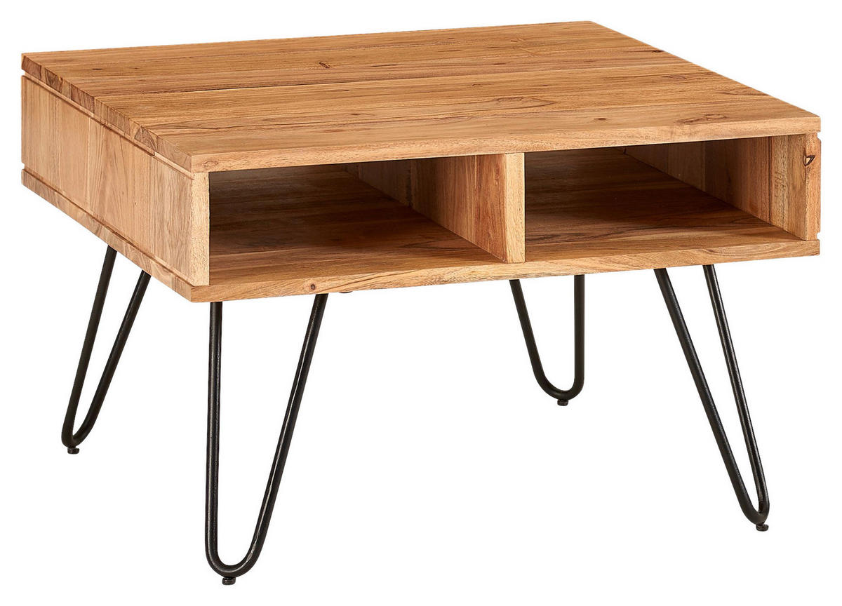 SOFFBORD i trä 60/60/40 cm  - svart/akaciefärgad, Modern, metall/trä (60/60/40cm) - MID.YOU