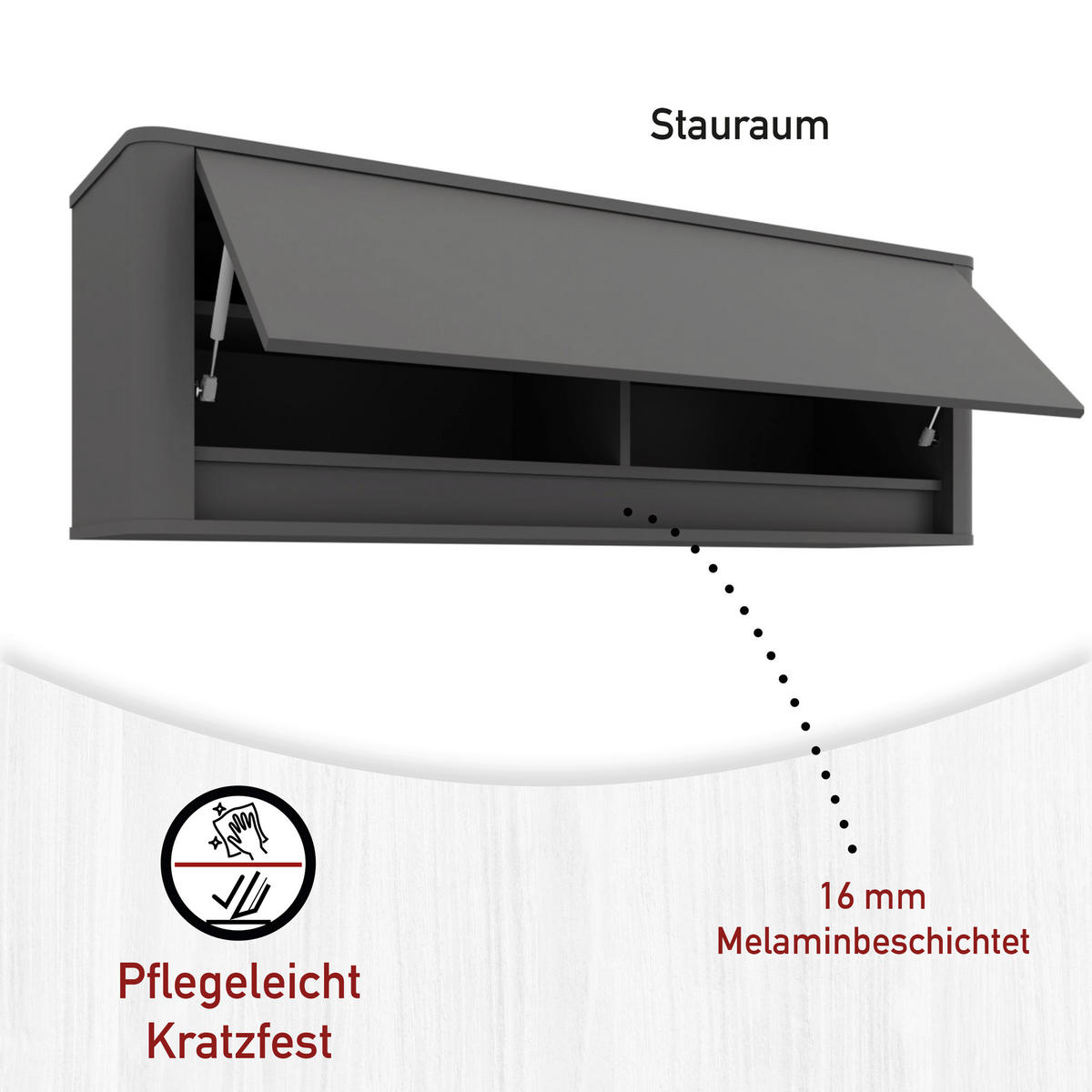 KÜCHENOBERSCHRANK 133,2/35/46 cm  in Anthrazit  - Anthrazit, MODERN, Holzwerkstoff (133,2/35/46cm) - home24
