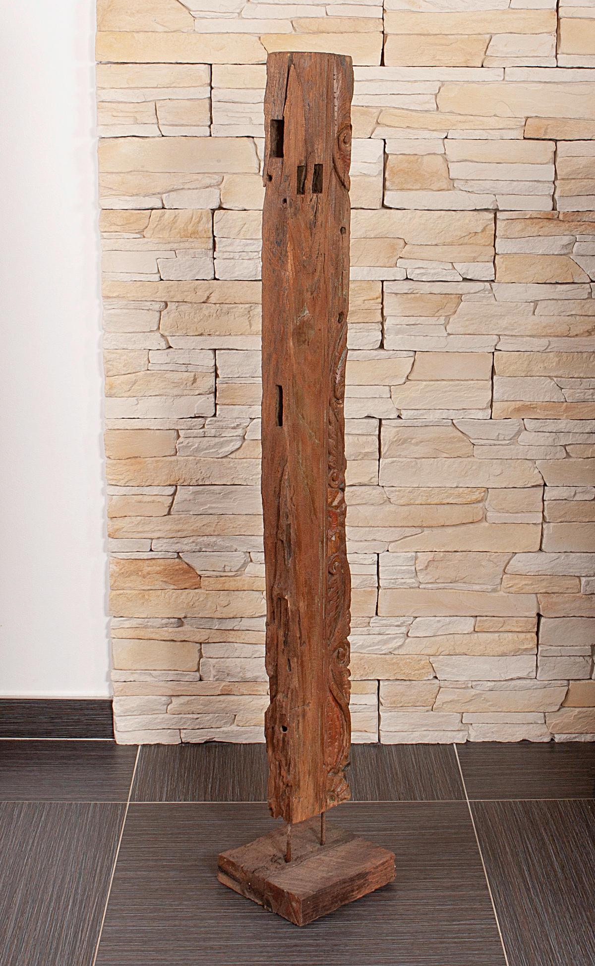 SKULPTUR - Braun, Basics, Holz (20,5/132/20,5cm) - Gardenson