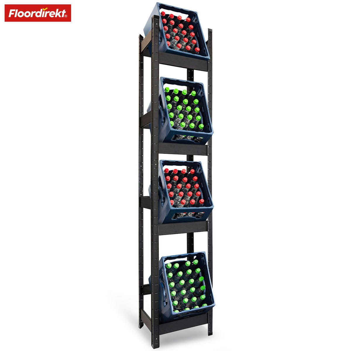 FLASCHENREGAL  - Schwarz Hochglanz, Basics, Metall (40/200/30cm) - Floordirekt