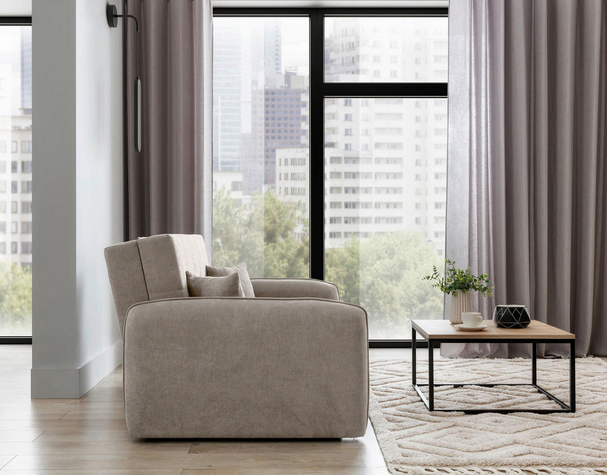 SCHLAFSOFA in Textil Hellbraun  - Hellbraun/Silberfarben, Design, Kunststoff/Textil (155/105/75cm) - MID.YOU