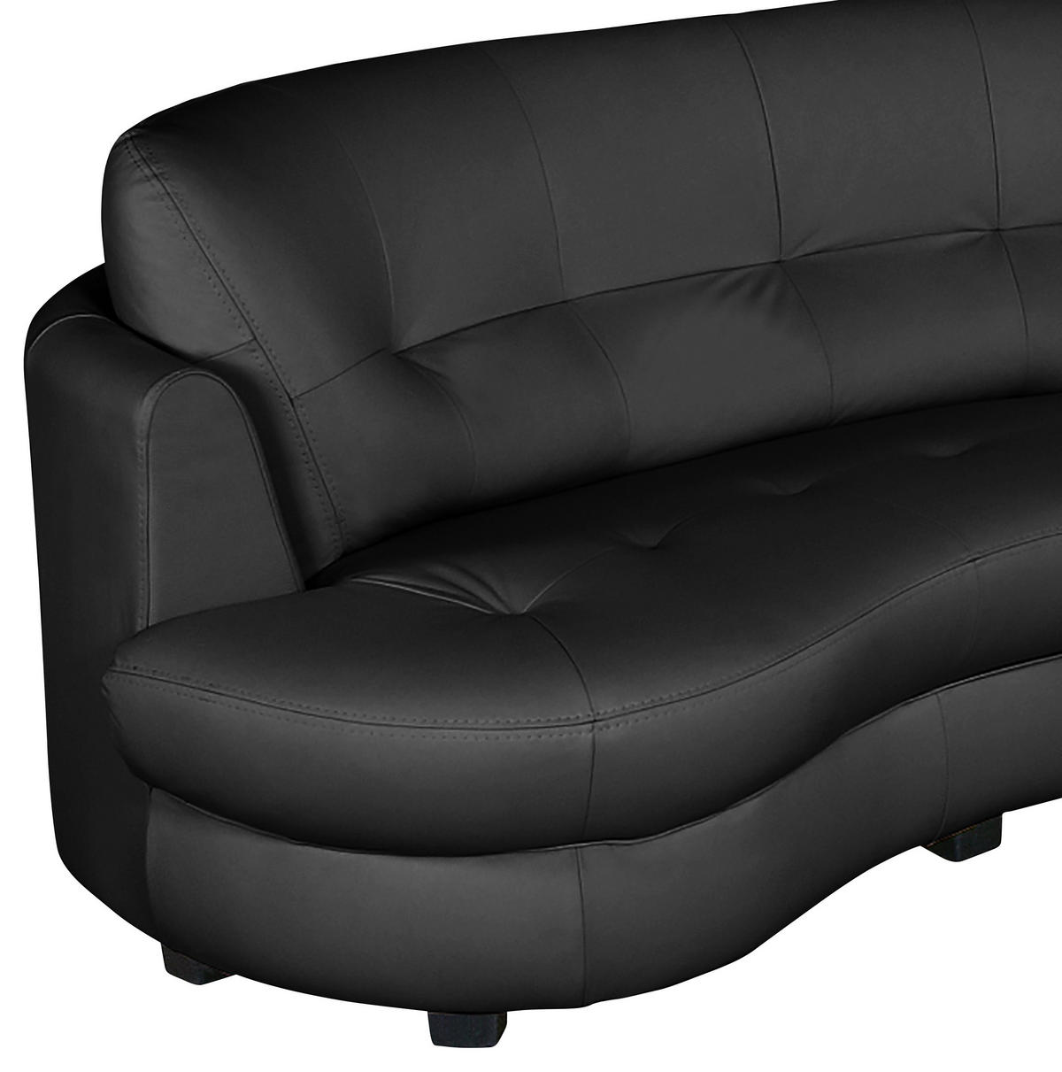 ECKSOFA Schwarz Echtleder Lederlook  - Schwarz, Design, Leder/Kunststoff (300/113cm) - Livetastic