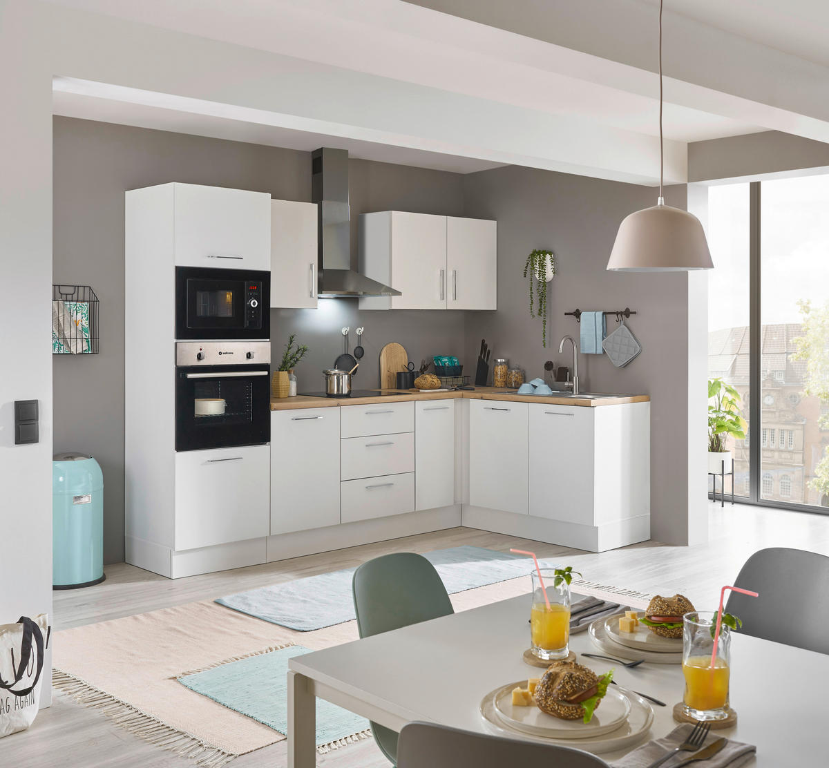 ECKKÜCHE 270/165 cm  in Weiß, Eiche Artisan  - Chromfarben/Weiß, Basics, Holzwerkstoff/Metall (270/165cm) - MID.YOU