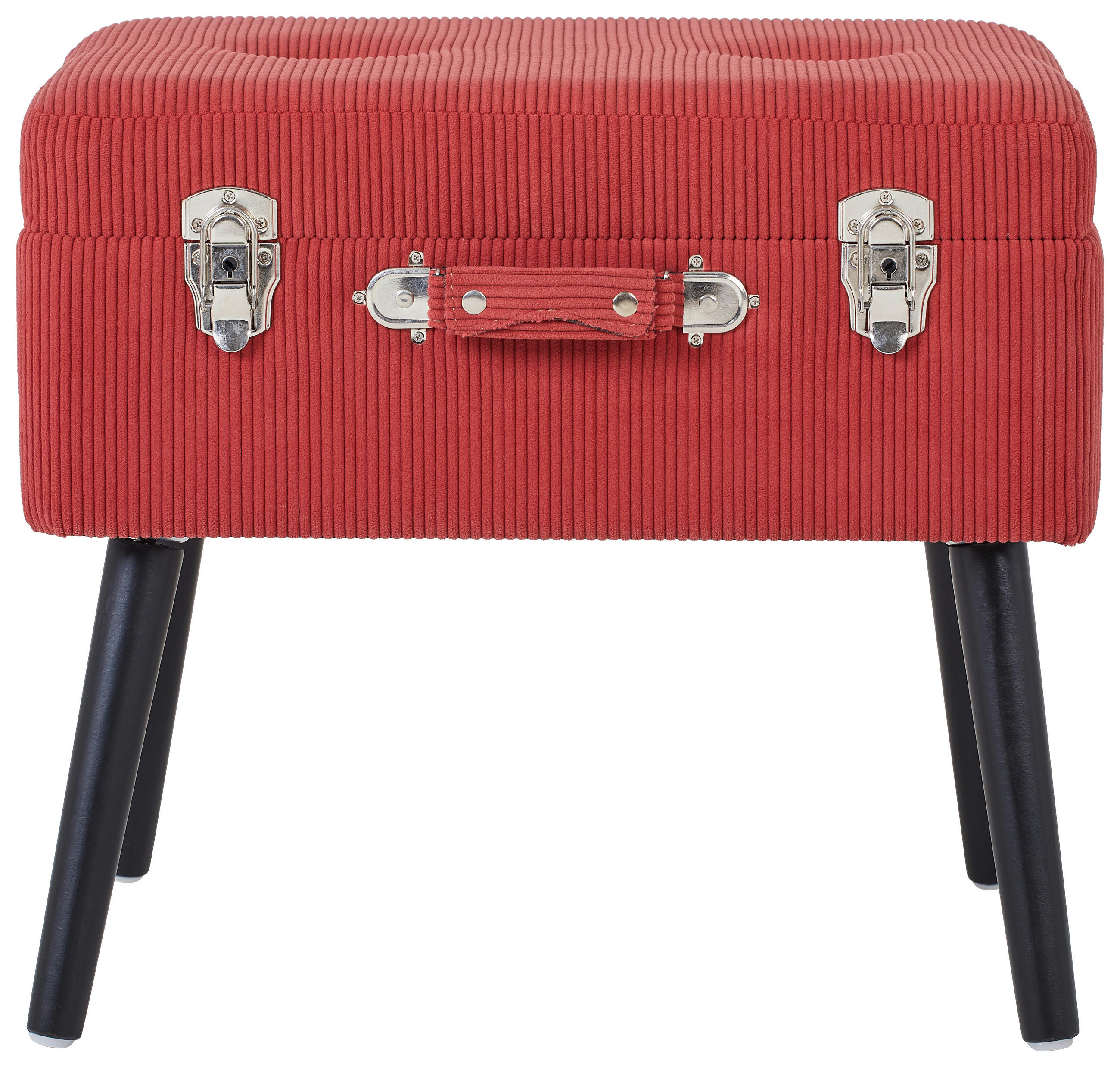 HOCKER in Holz, Textil, Holzwerkstoff Rot, Schwarz - Rot/Schwarz, Trend, Holz/Holzwerkstoff (50/46/35cm) - Xora