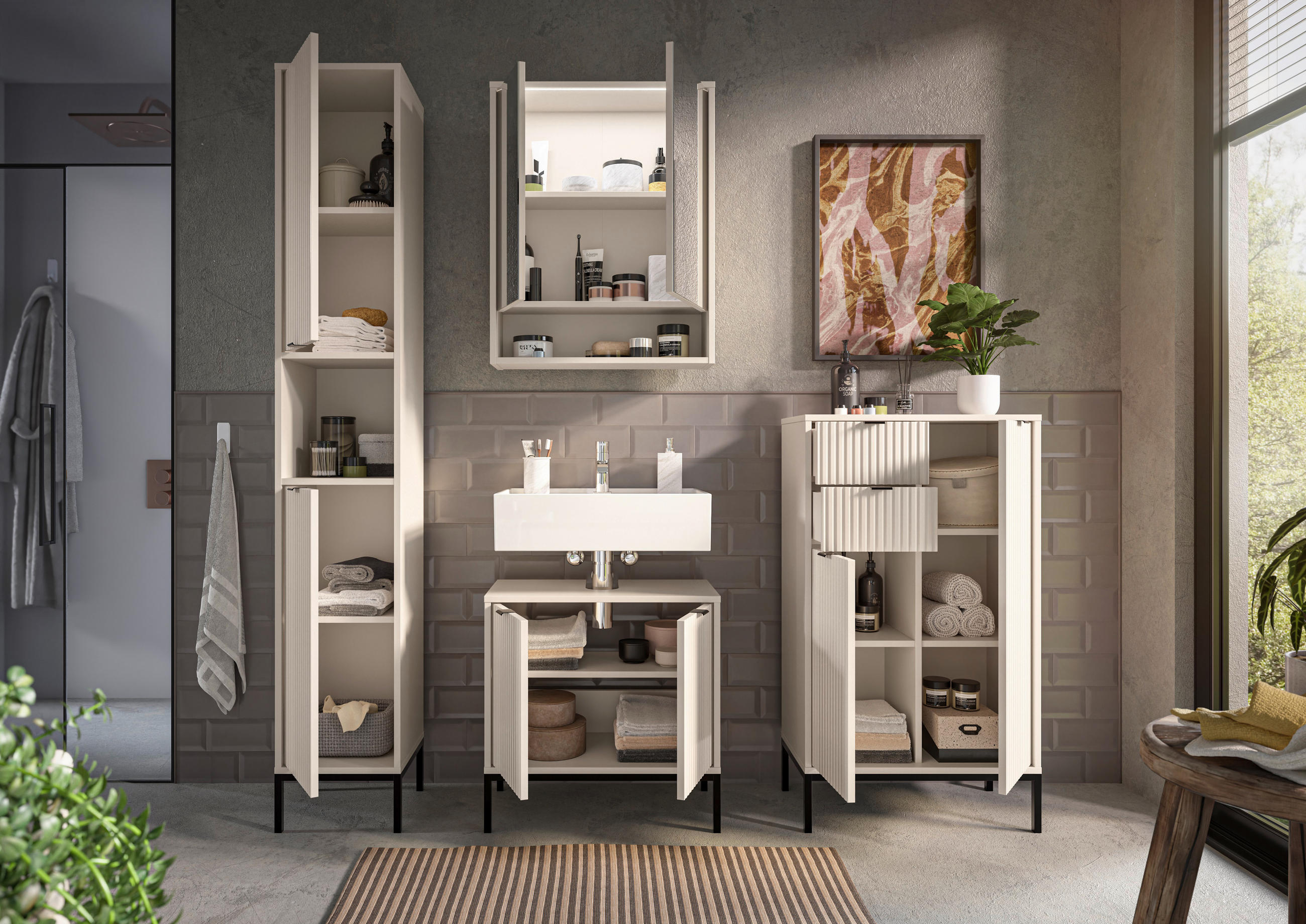SPIEGELSCHRANK 60/75/20 cm  - Kaschmir, MODERN, Glas/Holzwerkstoff (60/75/20cm) - MID.YOU