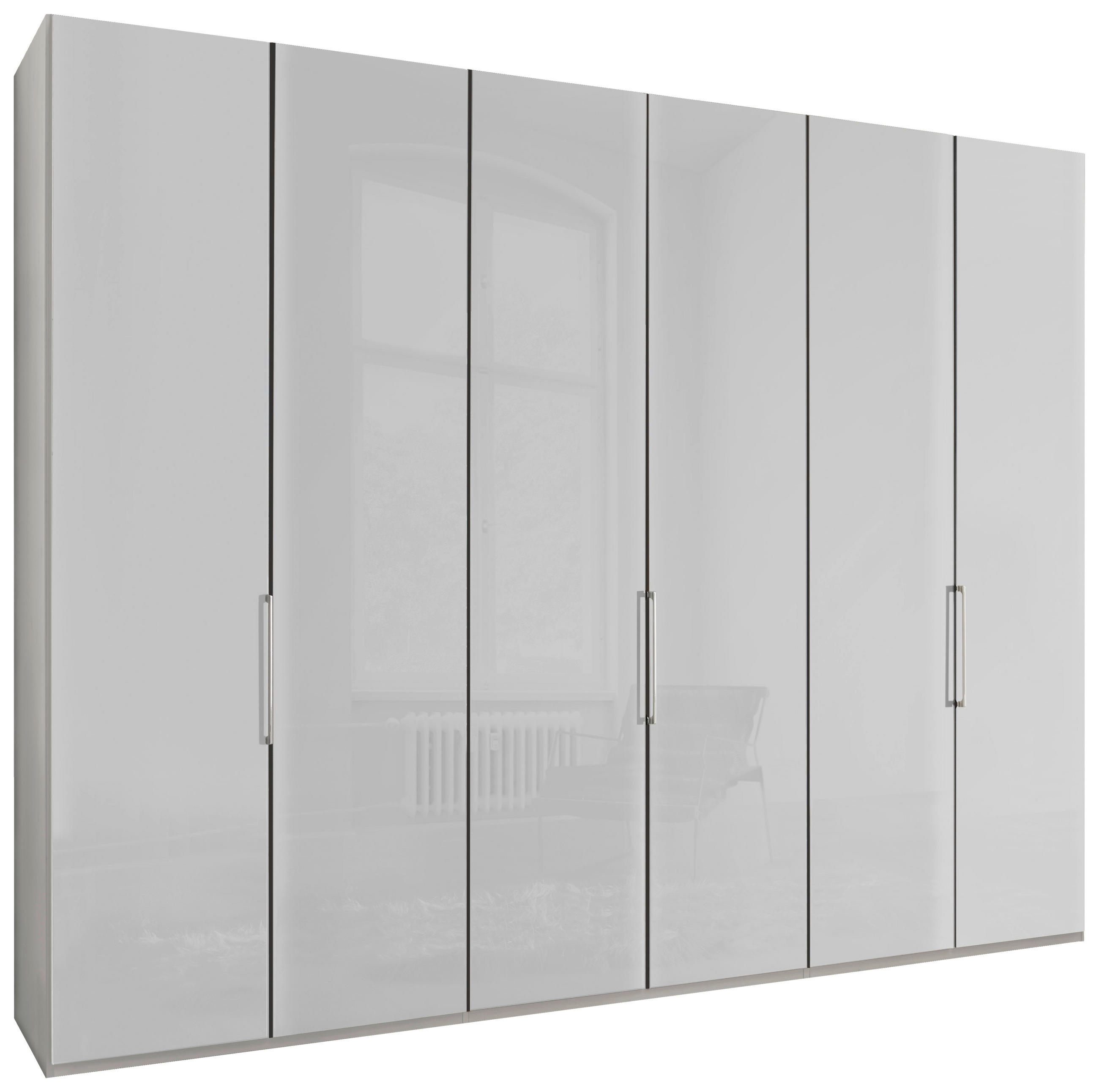 DREHTÜRENSCHRANK 300/216/58 cm 6-türig Weiß  - Chromfarben/Weiß, KONVENTIONELL, Glas/Holzwerkstoff (300/216/58cm) - Dieter Knoll