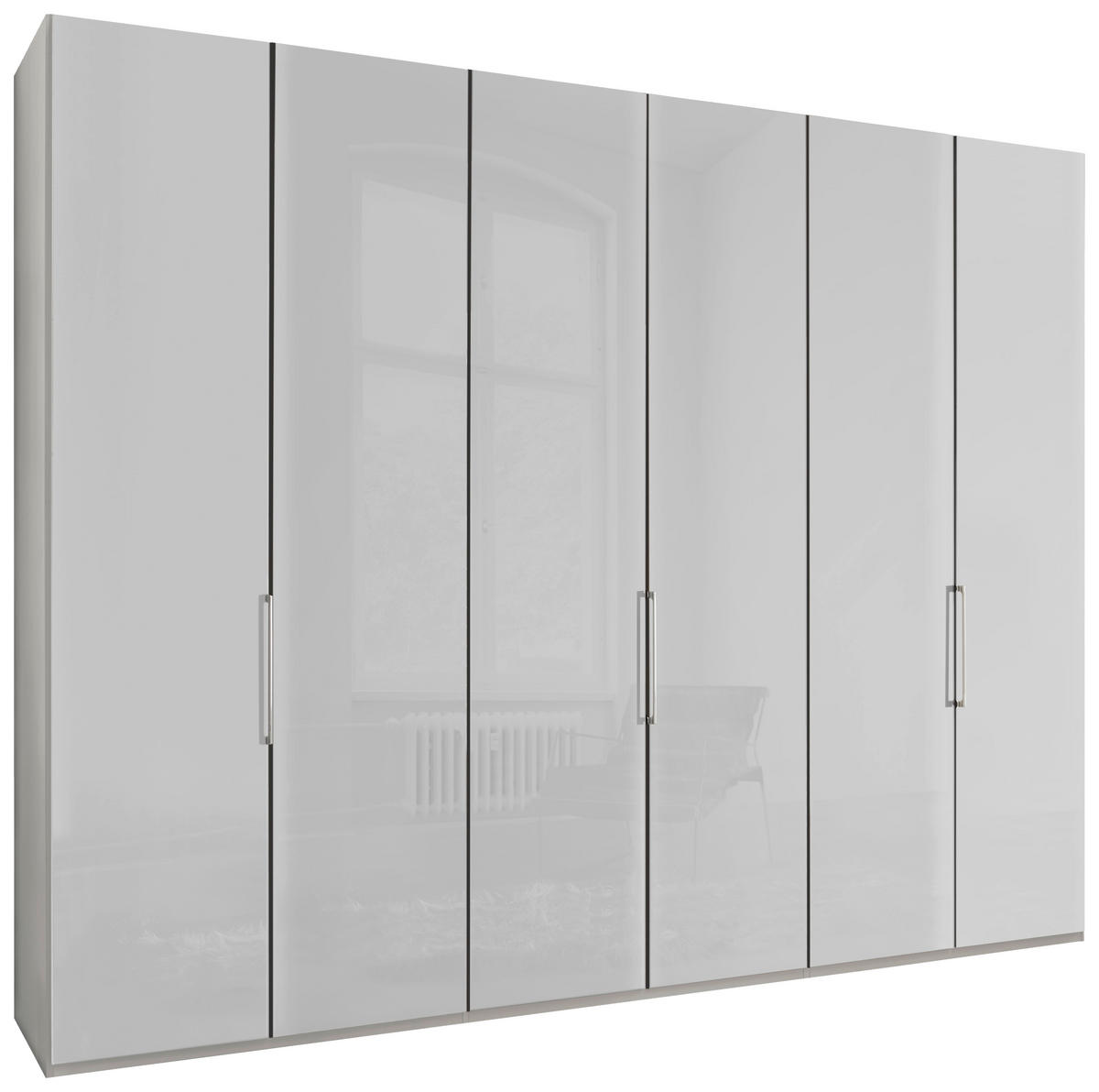 DREHTÜRENSCHRANK in Weiss  - Chromfarben/Weiss, Konventionell, Glas/Holzwerkstoff (300/216/58cm) - Dieter Knoll