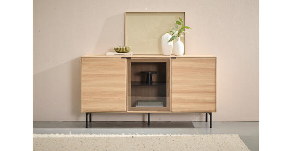 SIDEBOARD  150/80/40 cm  - Eichefarben/Schwarz, KONVENTIONELL, Glas/Holzwerkstoff (150/80/40cm) - Xora