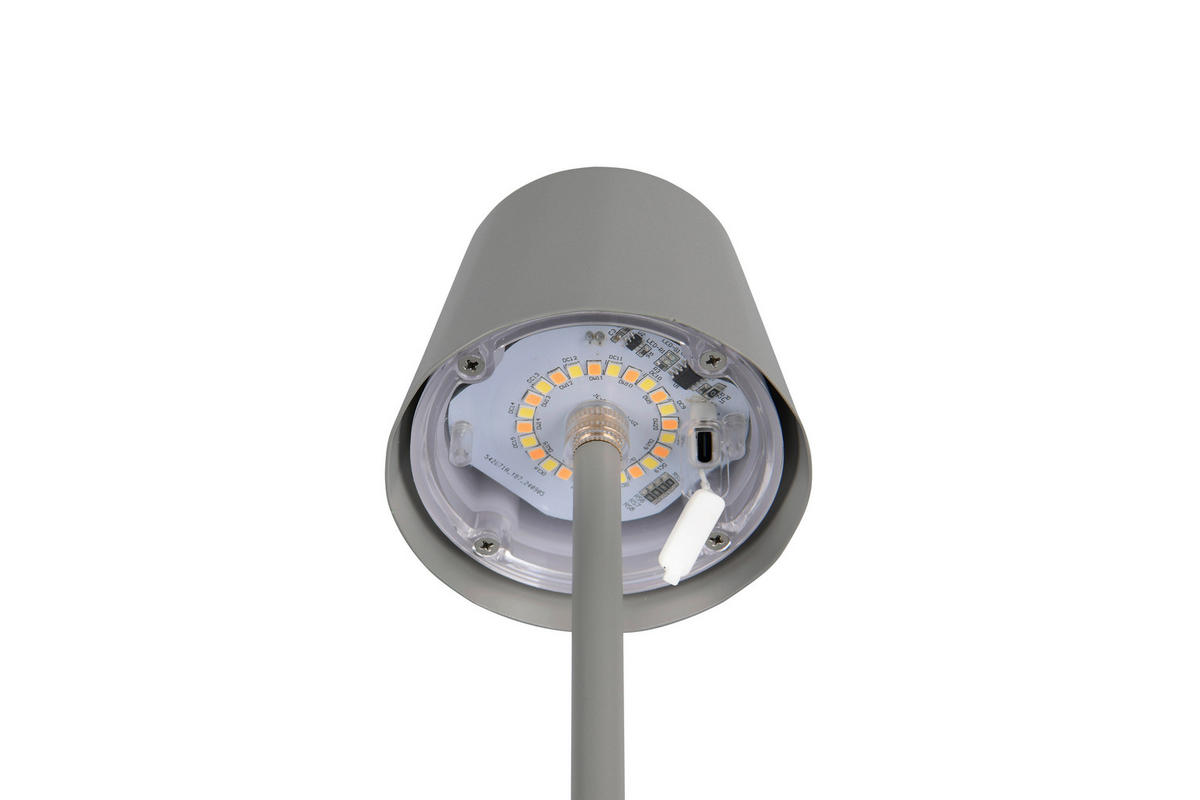 AKKU-TISCHLEUCHTE Diaz 8,5/21 cm  - Grau, Design, Metall (8,5/21cm)