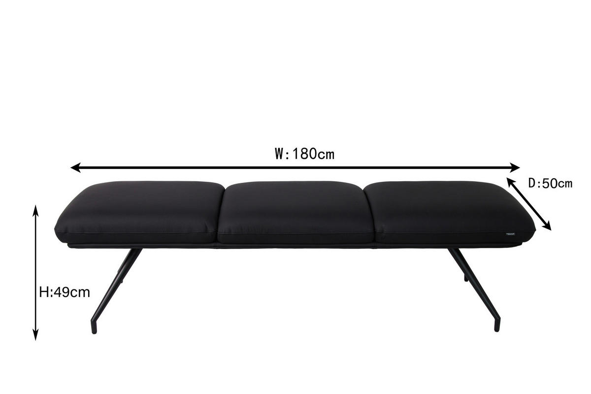 SITZBANK 180/49,5/50 cm  in Schwarz  - Schwarz, Design, Leder/Metall (180/49,5/50cm) - Dieter Knoll