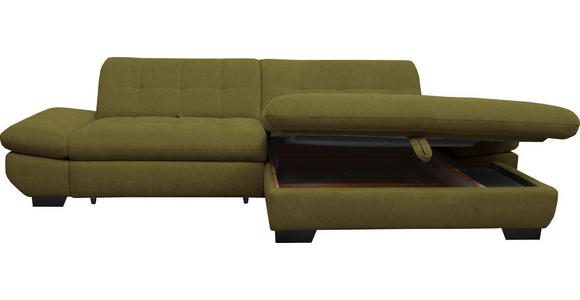 ECKSOFA in Mikrofaser Grün  - Schwarz/Grün, Design, Textil/Metall (290/198cm) - Xora