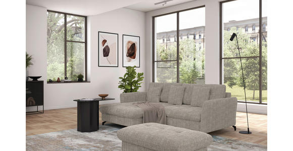 ECKSOFA in Flachgewebe, Leinenoptik Hellbraun 170/242 cm - Hellbraun/Schwarz, Design, Textil/Metall (170/242cm) - Xora