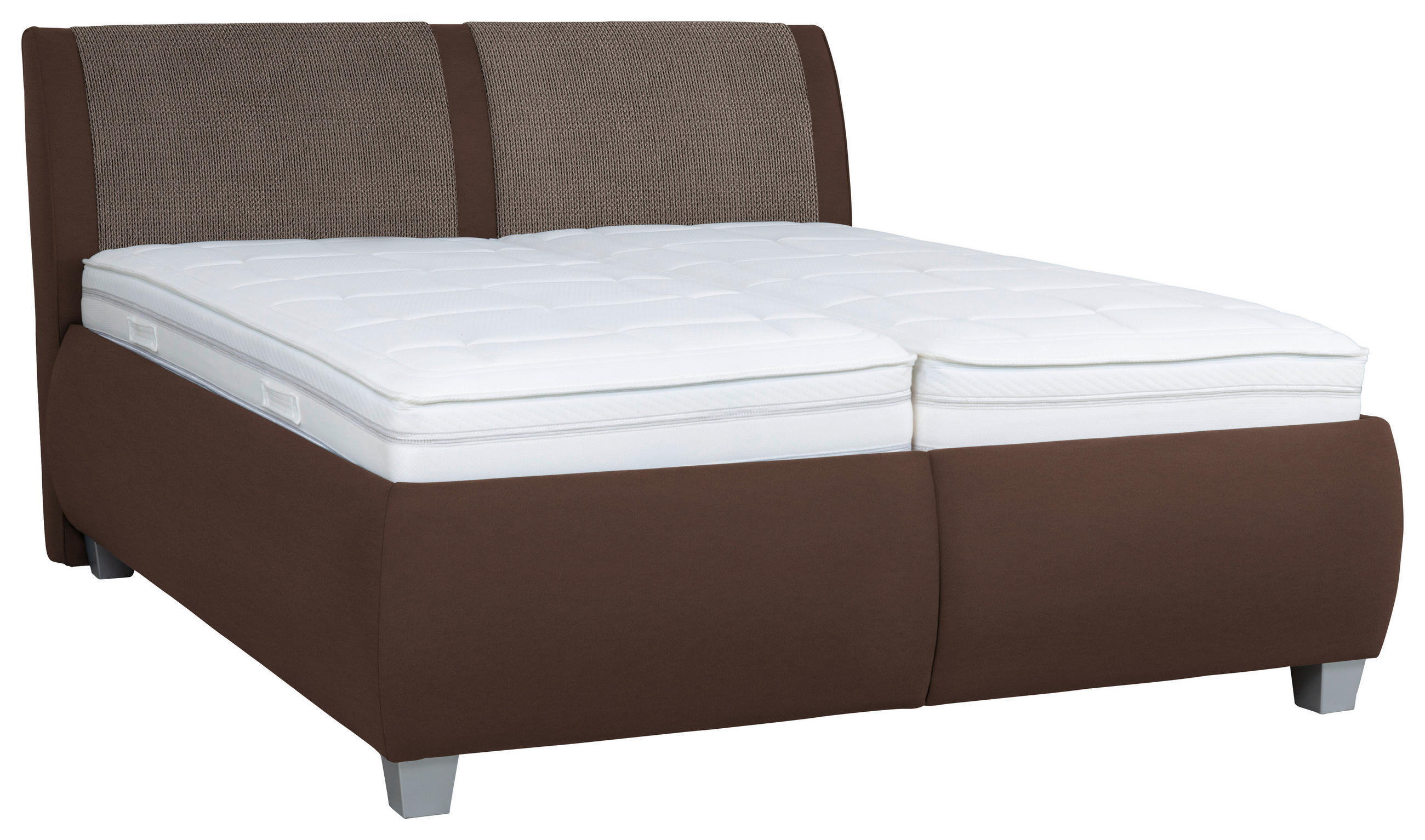 POLSTERBETT Matratze, Lattenrost, Bettkasten Braun 200/200 cm  - Silberfarben/Weiß, Design, Holzwerkstoff/Kunststoff (200/200cm) - Beldomo - Sleep