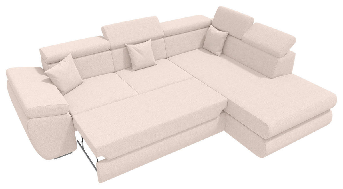 ECKSOFA Creme Struktur  - Chromfarben/Creme, KONVENTIONELL, Kunststoff/Textil (282/205cm) - Carryhome