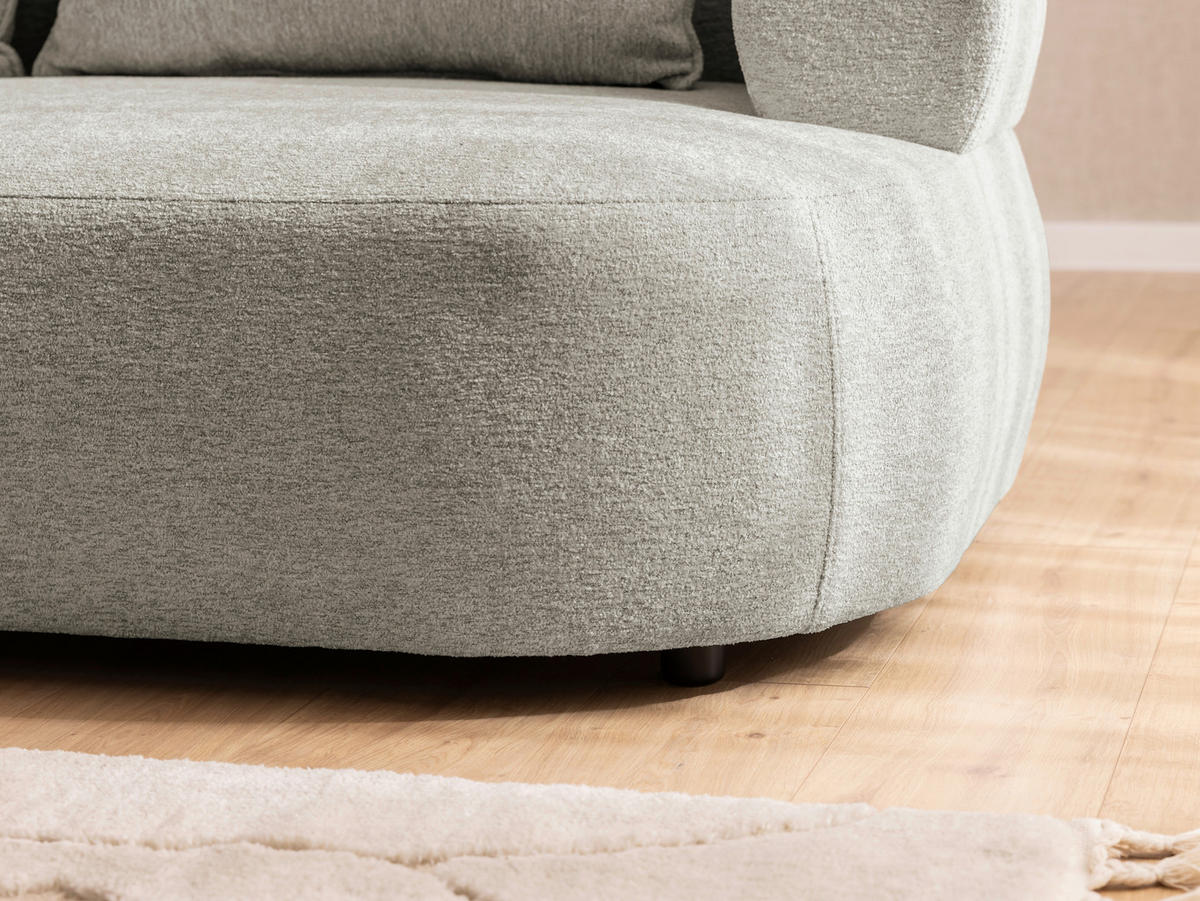 3-SITZER-SOFA Chenille Hellgrau  - Hellgrau/Schwarz, Design, Kunststoff/Textil (200/76/96cm) - Livetastic