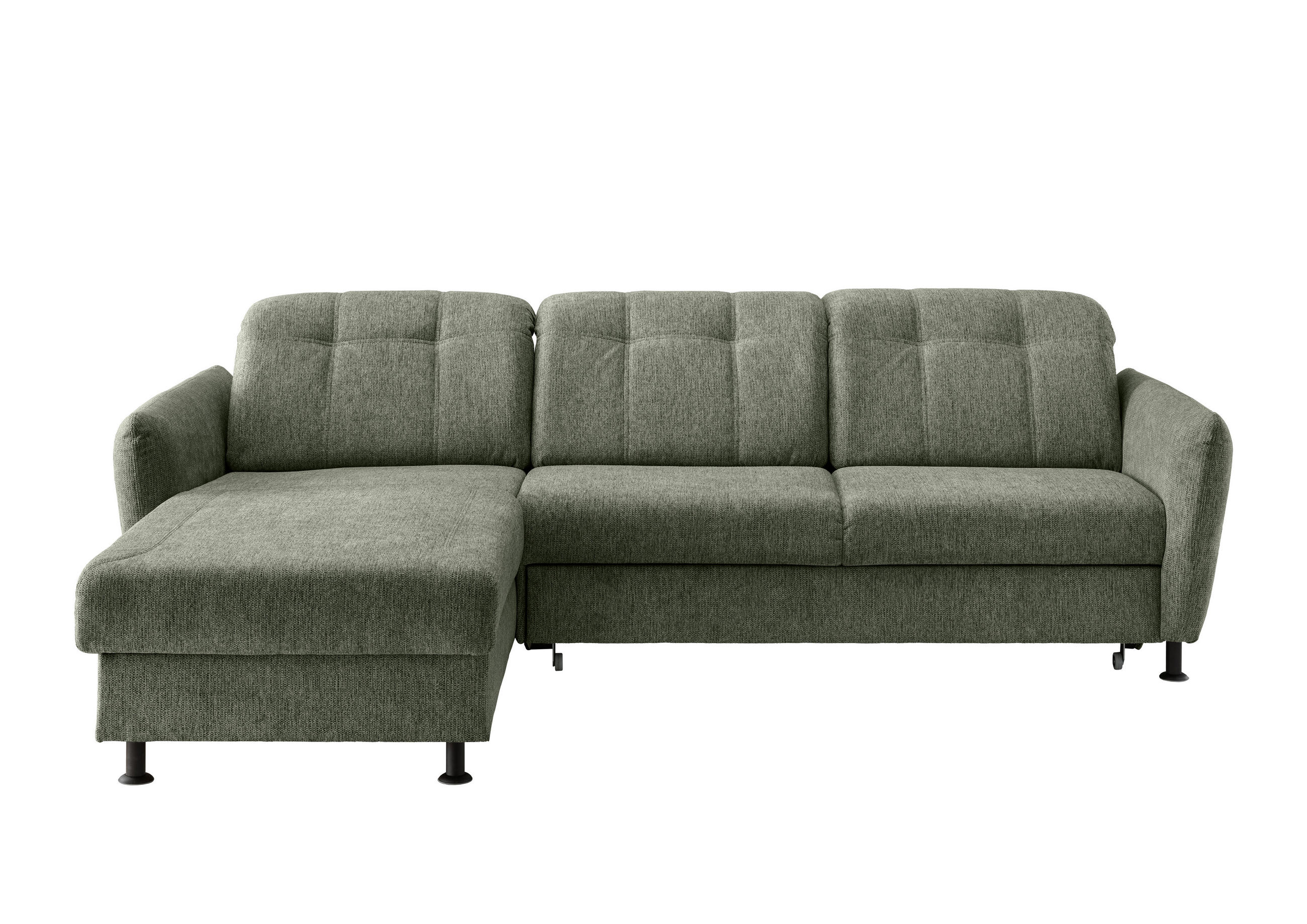 ECKSOFA in Chenille Grün  - Schwarz/Grün, Modern, Textil/Metall (184/267cm) - Livetastic