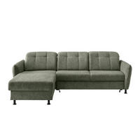 ECKSOFA in Chenille Grün  - Schwarz/Grün, Modern, Textil/Metall (184/267cm) - Livetastic