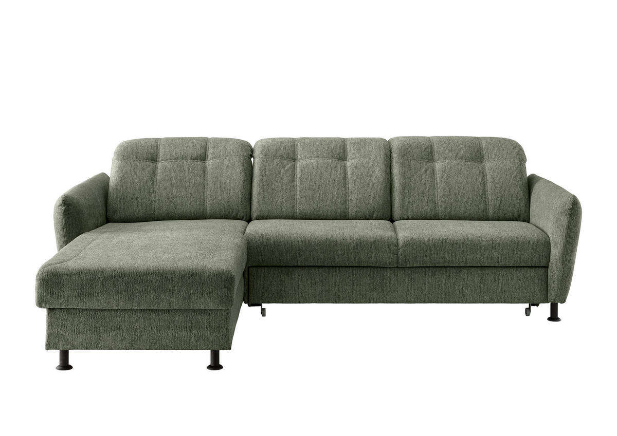 ECKSOFA in Chenille Grün  - Schwarz/Grün, Modern, Textil/Metall (184/267cm) - Livetastic