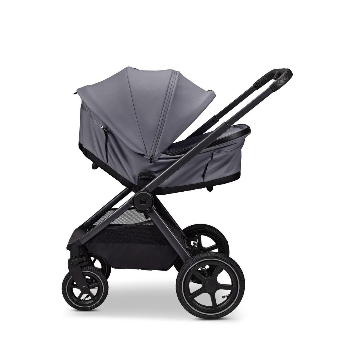 KINDERWAGENSET  GIO FOLD SET AIR  graphite  - Hellgrau/Grau, Basics, Textil/Metall (120/58/92cm) - Moon Edition