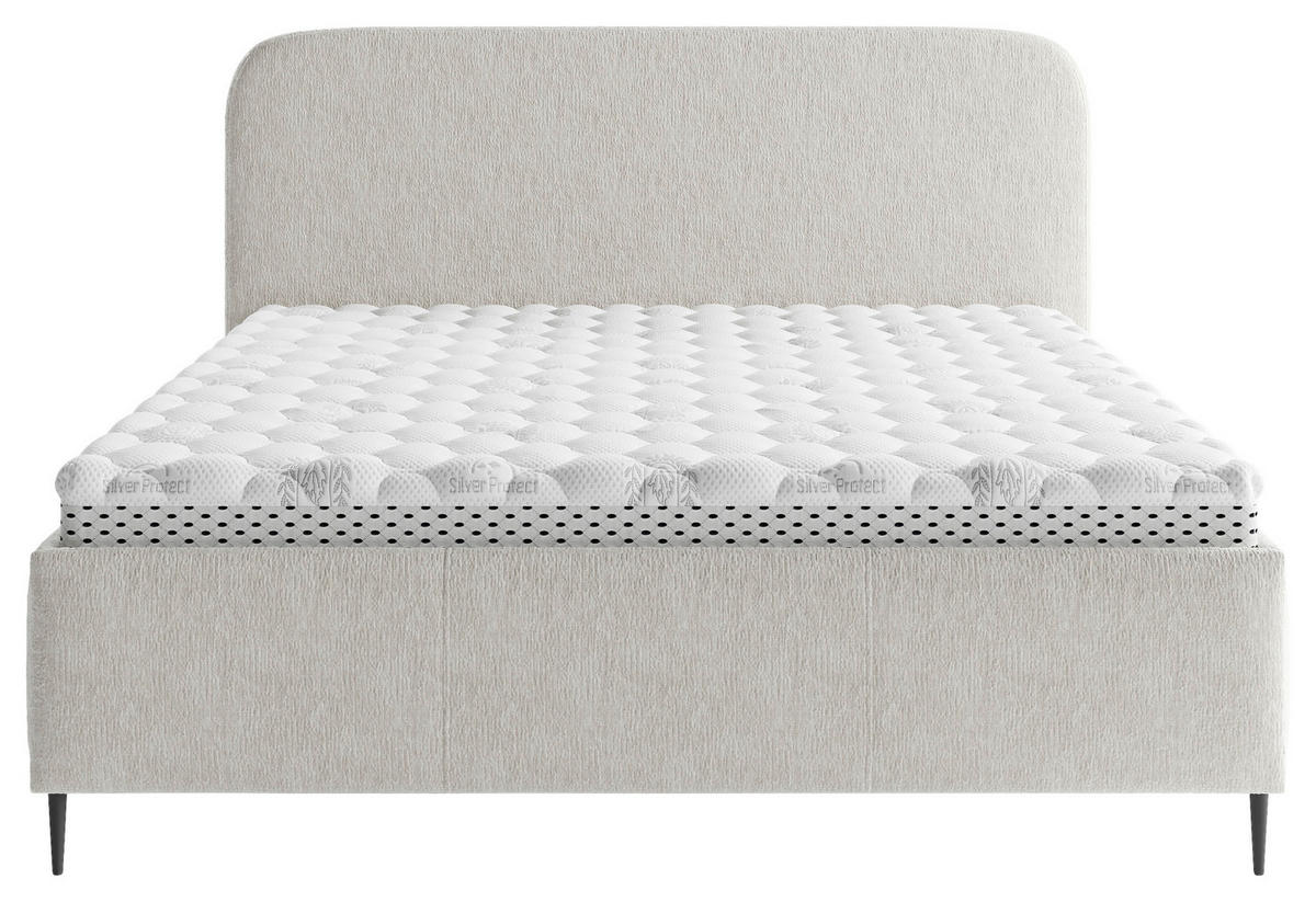 STOPPAD SÄNG 160/200 cm  i beige  - beige/svart, Modern, metall/trämaterial (160/200cm) - MID.YOU