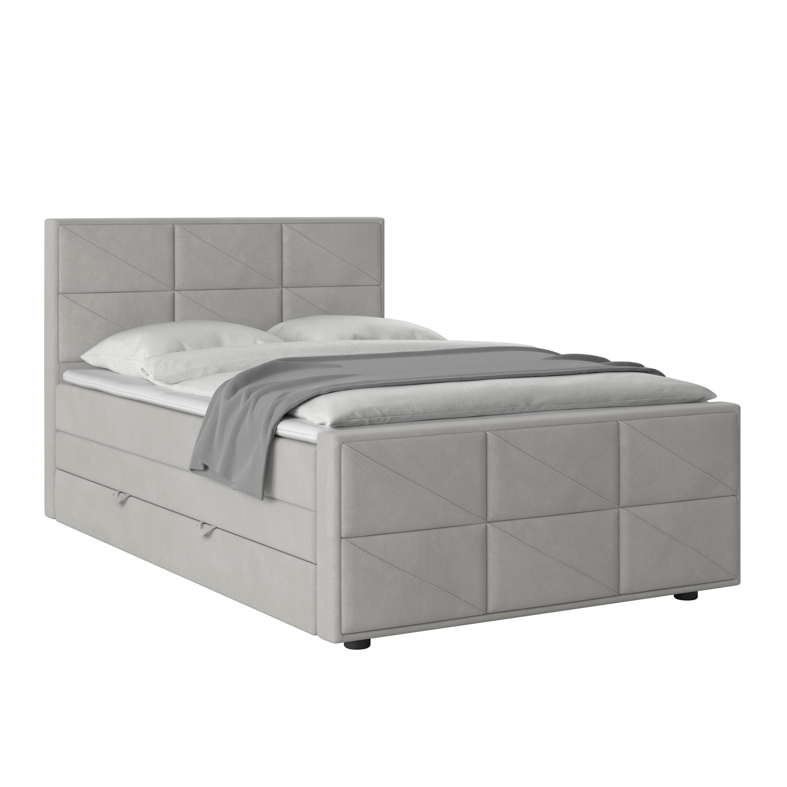 BOXSPRINGBETT 140/200 cm  in Hellgrau  - Hellgrau, MODERN, Holz/Kunststoff (140/200cm) - MID.YOU
