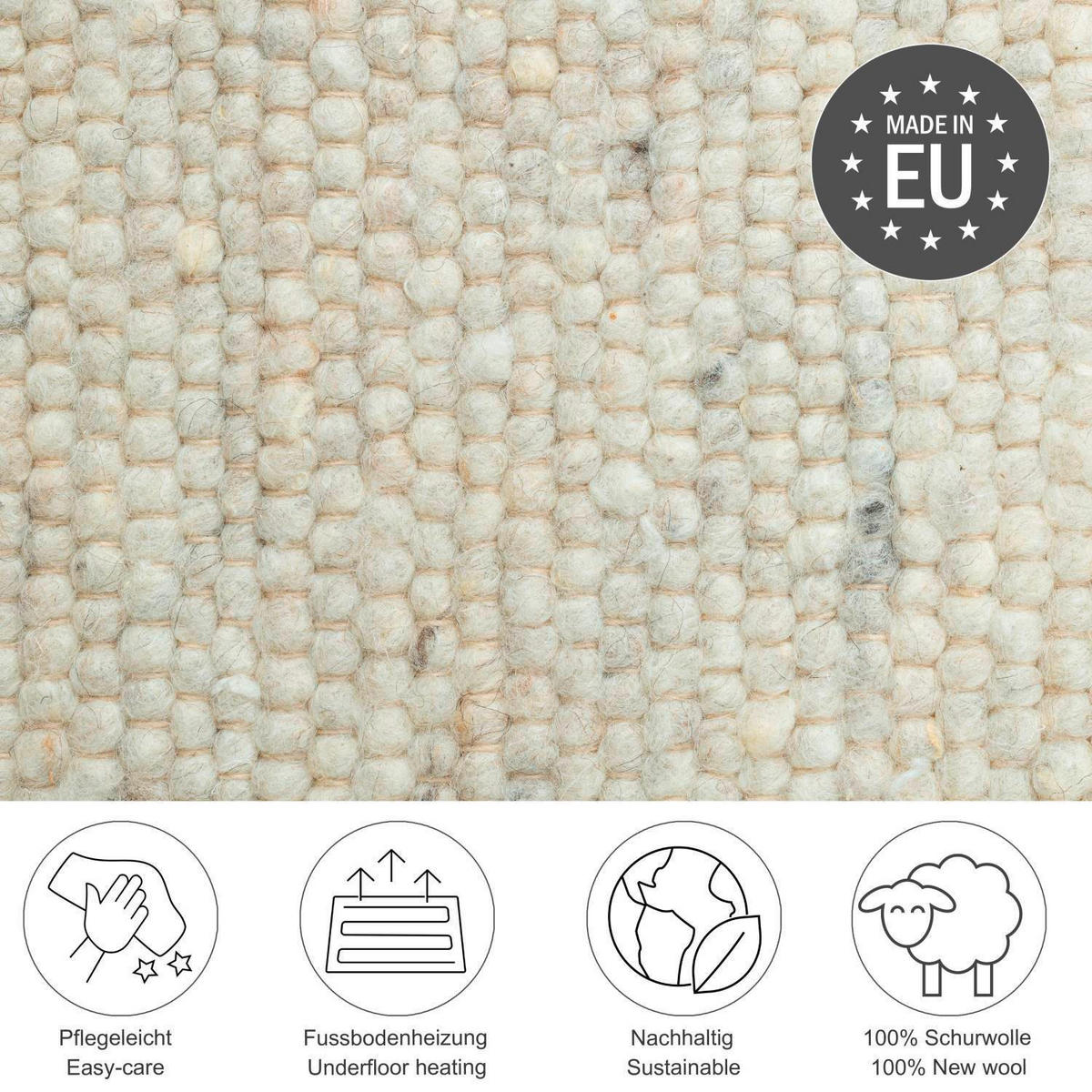 HANDWEBTEPPICH 290/390 cm Alm Glück Grauweiß  - Grauweiß, Basics, Textil (290/390cm) - Tom Tailor
