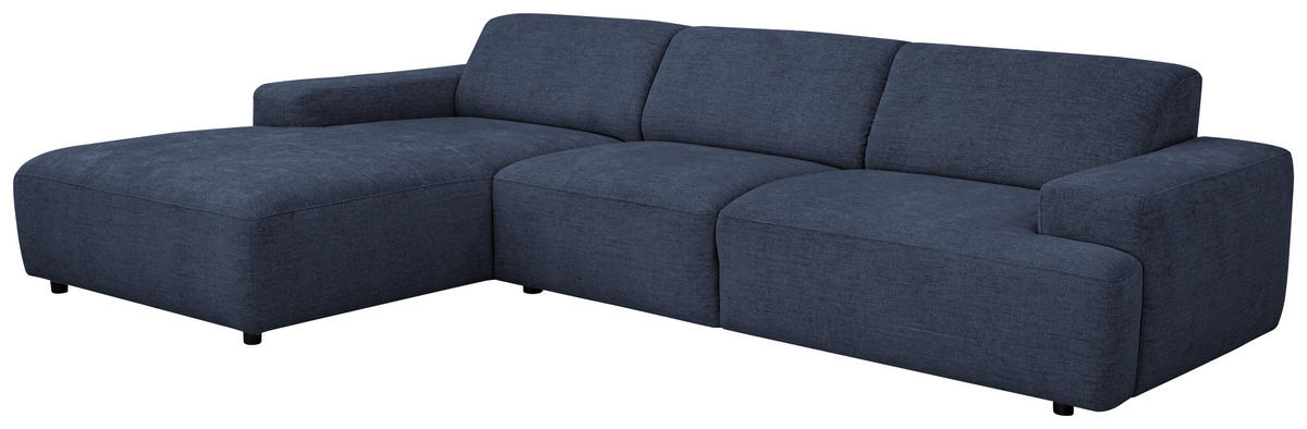 ECKSOFA 184/294 cm  in Flachgewebe Dunkelblau Rücken echt  184/294 cm  - Schwarz/Dunkelblau, KONVENTIONELL, Kunststoff/Textil (184/294cm) - Hom`in