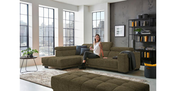 ECKSOFA in Mikrofaser Dunkelgrün  207/301 cm  - Dunkelgrün/Schwarz, Design, Textil/Metall (207/301cm) - Xora